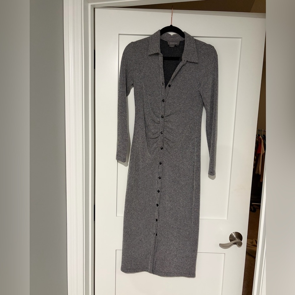 Anthropologie Charcoal Long Sleeve Midi Dress
